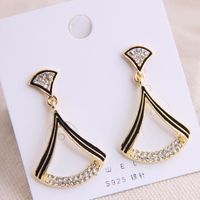 925 Silver Needle Korean Fashion Sweet Ol Classic Geometric Shape Flash Diamond Earrings Yiwu Wholesale main image 1