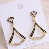 925 Silver Needle Korean Fashion Sweet Ol Classic Geometric Shape Flash Diamond Earrings Yiwu Wholesale sku image 1