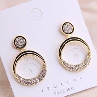 925 Silver Needle Korean Fashion Sweet Ol Classic Simple Flash Diamond Earrings Yiwu Wholesale sku image 1