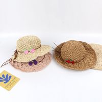 Korean New Fashion Handmade Straw Hat Parent-child Big Along Hat Foldable Sunscreen Sun Hat Wholesale main image 1