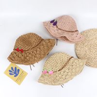 Korean New Fashion Handmade Straw Hat Parent-child Big Along Hat Foldable Sunscreen Sun Hat Wholesale main image 3