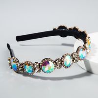 Korea&#39;s New Fashion Baroque Style Super Flash Inlaid Color Diamond Fine Edge Cheap Headband Wholesale main image 4