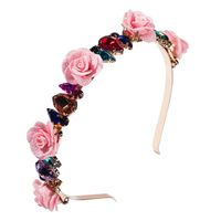 Koreanische Version Der Legierung Eingelegter Farbiger Strass Stoff Blume Krone Stirnband Weiblich Super Blinkende Glas Diamant Laufsteg Braut Stirnband main image 6