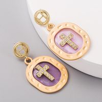New Fashion Color Transparent Oil Drop Alloy Exaggerated Cross Diamond Long Earrings Yiwu Nihaojewelry Wholesale main image 4