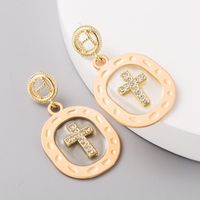 New Fashion Color Transparent Oil Drop Alloy Exaggerated Cross Diamond Long Earrings Yiwu Nihaojewelry Wholesale main image 5