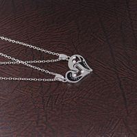 New Peach Heart Diamond Necklace Clavicle Chain Fashion I Loveyou Moon Couple Love Stitching Necklace main image 5