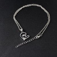 New Peach Heart Diamond Necklace Clavicle Chain Fashion I Loveyou Moon Couple Love Stitching Necklace main image 6