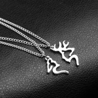 New Fashion Antlers Necklace Valentine&#39;s Day Christmas Gift Elk Love Stitching Couple Necklace Clavicle Chain main image 3