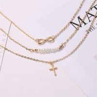 Vente Chaude En Europe Et En Amérique Du Long Collier 8-mot Perle Multi-couche Collier Croix Pendentif Collier Femelle Clavicule Chaîne En Gros main image 5