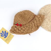 Korean New Fashion Handmade Straw Hat Parent-child Big Along Hat Foldable Sunscreen Sun Hat Wholesale sku image 3