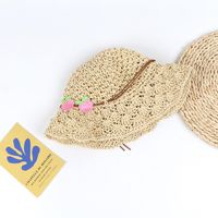 Korean New Fashion Handmade Straw Hat Parent-child Big Along Hat Foldable Sunscreen Sun Hat Wholesale sku image 5