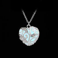 New Fashion Necklace Creative Warm Gift Luminous Hollow Diamond Love Necklace sku image 1