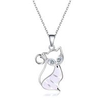 New Fashion Sweet Cat Pendant Necklace Female Hollow Diamond Necklace Wholesale sku image 2