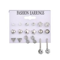 New Fashion Diamond Triangle 8 Word Rhinestone 9 Pair Set Earrings Yiwu Nihaojewelry Wholesale main image 3