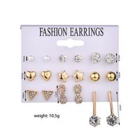New Fashion Diamond Triangle 8 Word Rhinestone 9 Pair Set Earrings Yiwu Nihaojewelry Wholesale main image 5