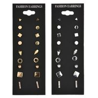 New Fashion Simple 9 Pairs Of Metal Earrings Geometric Earrings Yiwu Nihaojewelry Wholesale And Wholesale main image 1