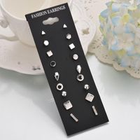 New Fashion Simple 9 Pairs Of Metal Earrings Geometric Earrings Yiwu Nihaojewelry Wholesale And Wholesale main image 3