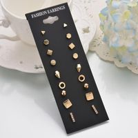 New Fashion Simple 9 Pairs Of Metal Earrings Geometric Earrings Yiwu Nihaojewelry Wholesale And Wholesale main image 4