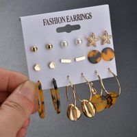 New Fashion Retro Simple Metal Acetate Shell 9 Pairs Earring Set Yiwu Nihaojewelry Wholesale main image 1