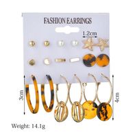 New Fashion Retro Simple Metal Acetate Shell 9 Pairs Earring Set Yiwu Nihaojewelry Wholesale main image 3