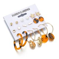 New Fashion Retro Simple Metal Acetate Shell 9 Pairs Earring Set Yiwu Nihaojewelry Wholesale main image 4