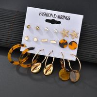 New Fashion Retro Simple Metal Acetate Shell 9 Pairs Earring Set Yiwu Nihaojewelry Wholesale main image 5