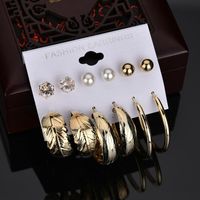 Korean New Fashion 6 Pairs Of Rhinestone Suit Large Circle Earrings Yiwu Nihaojewelry Wholesale main image 2