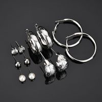 Korean New Fashion 6 Pairs Of Rhinestone Suit Large Circle Earrings Yiwu Nihaojewelry Wholesale main image 4