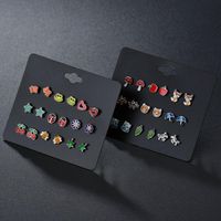 Korean New Fashion 9 Pair Board Fruit Cute Small Animal Earrings Yiwu Nihaojewelry Wholesale main image 5