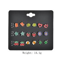 Korean New Fashion 9 Pair Board Fruit Cute Small Animal Earrings Yiwu Nihaojewelry Wholesale main image 6