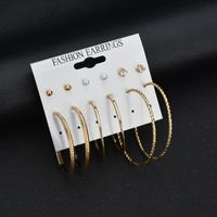 New Korean Fashion 6 Pair Board Pearl Suit Large Circle Earrings Yiwu Nihaojewelry Wholesale main image 2