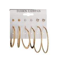 New Korean Fashion 6 Pair Board Pearl Suit Large Circle Earrings Yiwu Nihaojewelry Wholesale main image 4