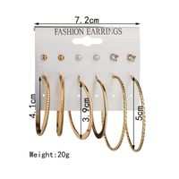 New Korean Fashion 6 Pair Board Pearl Suit Large Circle Earrings Yiwu Nihaojewelry Wholesale main image 5