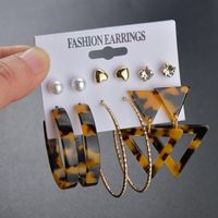 New Fashion Creative Triangle Geometric Leopard Earring Set Wholesale Yiwu Nihaojewelry Wholesale main image 3
