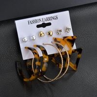 New Fashion Creative Triangle Geometric Leopard Earring Set Wholesale Yiwu Nihaojewelry Wholesale main image 4