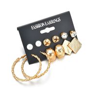 New Fashion Retro Alloy Twist Geometric Rhinestone Ladies Earrings Set Wholesale Yiwu Nihaojewelry Wholesale main image 4