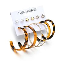 New Fashion Creative Leopard Plate Large Circle Acrylic Earrings Pearl Suit Earrings main image 3