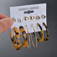New Fashion Creative Leopard Plate Large Circle Acrylic Earrings Pearl Suit Earrings main image 4