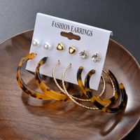 New Fashion Creative Leopard Plate Large Circle Acrylic Earrings Pearl Suit Earrings main image 5