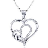 Mother&#39;s Day Necklace Wholesale New Simple Zircon Double Heart Pendant Necklace For Mom Yiwu Nihaojewelry Wholesale sku image 1