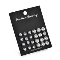 New Fashion Eight Arrows Zircon Earrings 12 Pairs Of Crystal Earrings Wholesale sku image 1