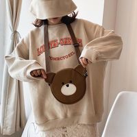 New Fashion Cute Bear Canvas Student Shoulder Bag Mobile Phone Bag Cute Cute Embroidery Cartoon Bag main image 2
