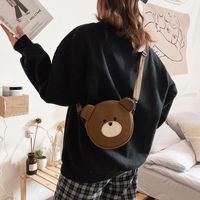 New Fashion Cute Bear Canvas Student Shoulder Bag Mobile Phone Bag Cute Cute Embroidery Cartoon Bag main image 4