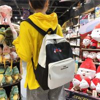 New Fashion Hit Color Embroidery Smiley Shoulder Bag Retro Sense Student Campus Backpack Wholesale main image 3