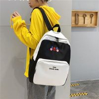 New Fashion Hit Color Embroidery Smiley Shoulder Bag Retro Sense Student Campus Backpack Wholesale main image 4