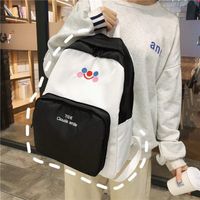 New Fashion Hit Color Embroidery Smiley Shoulder Bag Retro Sense Student Campus Backpack Wholesale main image 5