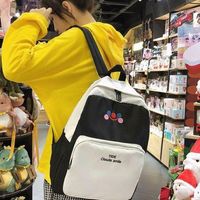 New Fashion Hit Color Embroidery Smiley Shoulder Bag Retro Sense Student Campus Backpack Wholesale main image 6