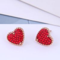 Korean Fashion Rose Gold Titanium Steel Earrings Simple And Sweet Ol Flash Diamond Love Earrings Yiwu Nihaojewelry Wholesale main image 2