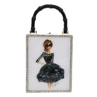 New Fashion Pu Box Bag Printed Pattern Handbag Acrylic Female Bag Wholesale main image 2
