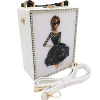 New Fashion Pu Box Bag Printed Pattern Handbag Acrylic Female Bag Wholesale main image 5